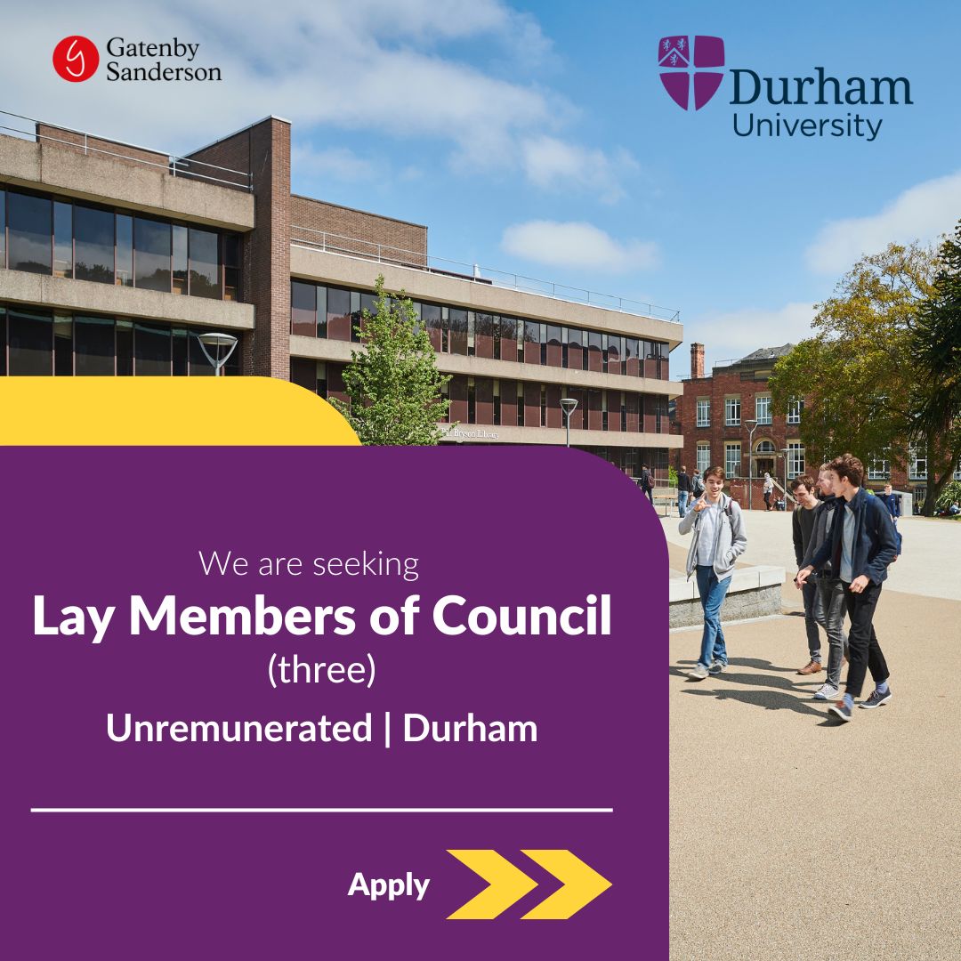 Durham University are seeking three lay members to join the University Council, provide strategic insight and challenge to the Senior Team, and ensure they remain well governed and financially stable. #HigherEducation #LayMember #Durham tinyurl.com/yqjxvybh