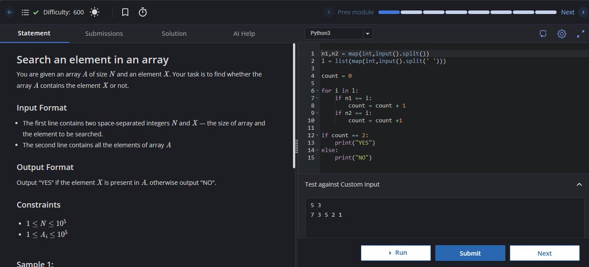 Hey #Connections on @X 
I am on a venture of #30day coding and learning DSA.

#Day1 : Searching, rotation and duplicates in an array
Platform: @geeksforgeeks and @codechef 

Will continue with arrays for 2 more days 🖥️

#developers #codinglife #CodingJourney #DeveloperJobs