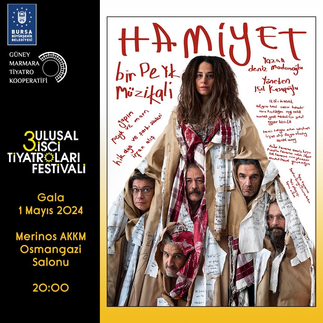 Bu akşam İşçi Tiyatroları Festivali kapsamında Bursa’da “Hamiyet”. Bu vesileyle tüm emekçilerin gününü gururla kutlarız! #1Mayis