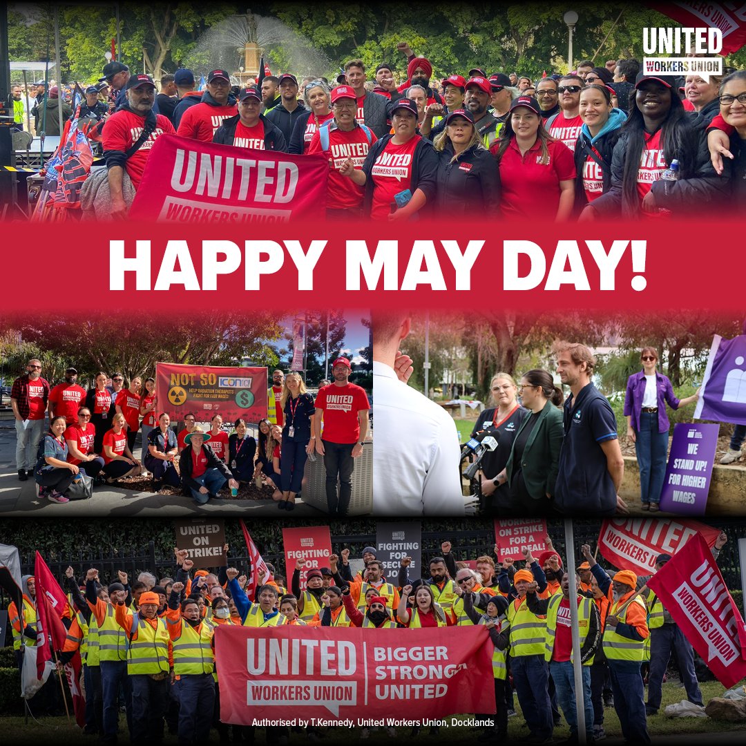 Not to brag, but... UWU members turned up today for #Mayday in a big way. Members had separate strikes in logistics and private health. We marched in Sydney. We stood shoulder and shoulder with @withyouatwork. Solidarity prevails. See youse at state events over the weekend!