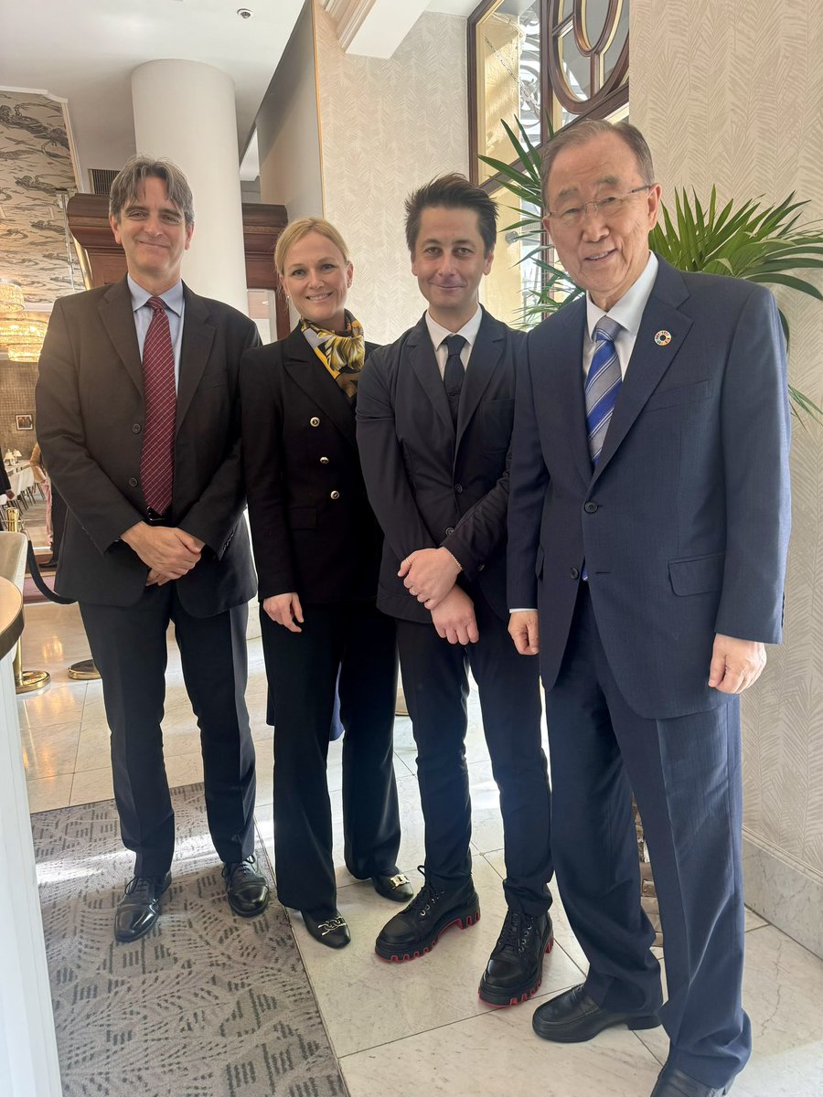 Our Secretary General meet with @bankimooncentre former Secretary General of the @UN HE Ban Ki Moon, CEO @MoFroehler and CEO of the @TheElders Alistair Fernie discussing future partnerships.