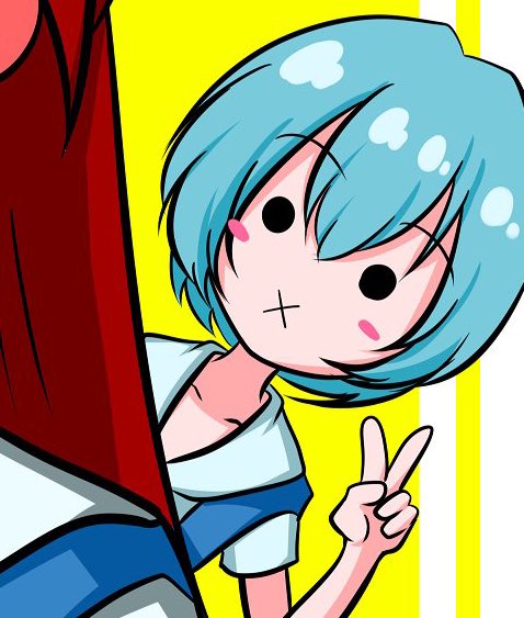 ayanami rei 1girl short hair blue hair school uniform v blush stickers  illustration images