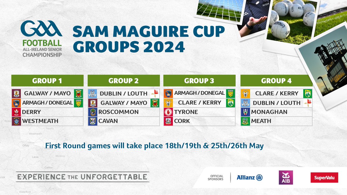 📢 In case you missed it! Check out the draw for the All-Ireland SFC group stages. 👇🏐 The group toppers proceed to the All-Ireland SFC quarter-finals. Teams placing 2nd and 3rd will face off in preliminary quarter-finals. 👊