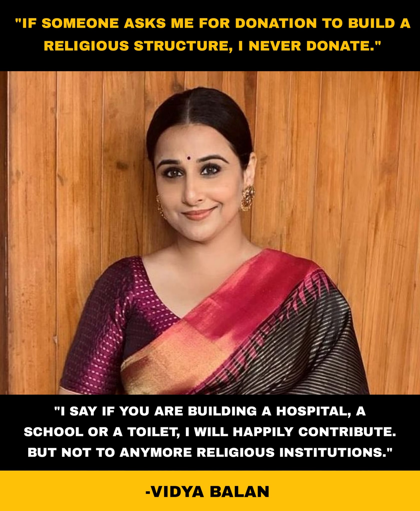 Soniye on X: "Respect🙏💕🔥 Educational institutes not temples! Hospitals not temples! Public welfare, not Brahminism! #VidyaBalan https://t.co/lRAfwC6GZp" / X
