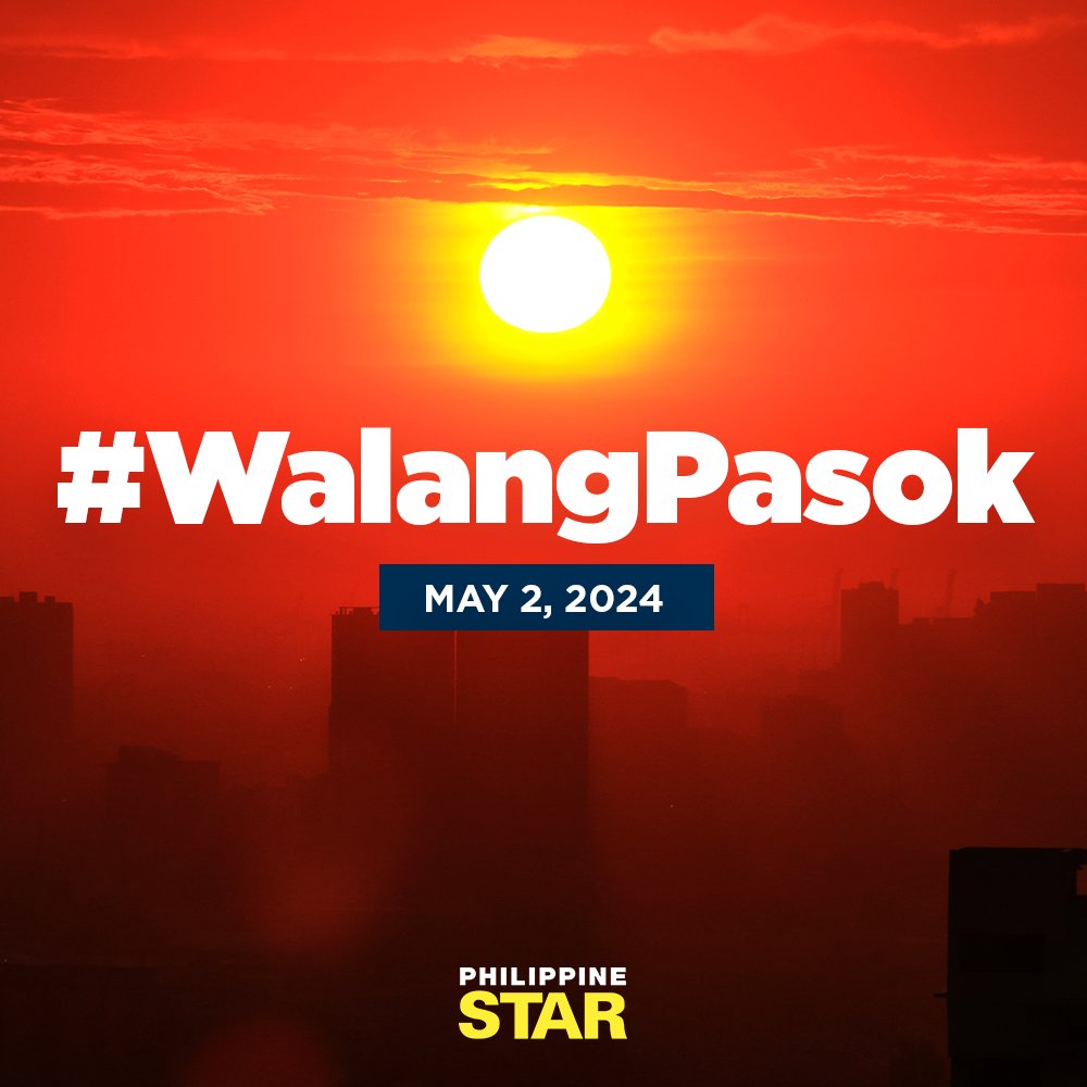 #WalangPasok: Face-to-face class suspensions for Thursday, May 2, 2024, due to hot weather.

(This is a running list, please refresh this post for updates)

Manila - No face-to-face classes in all public elementary and high schools, as well as in Pamantasan ng Lungsod ng Maynila