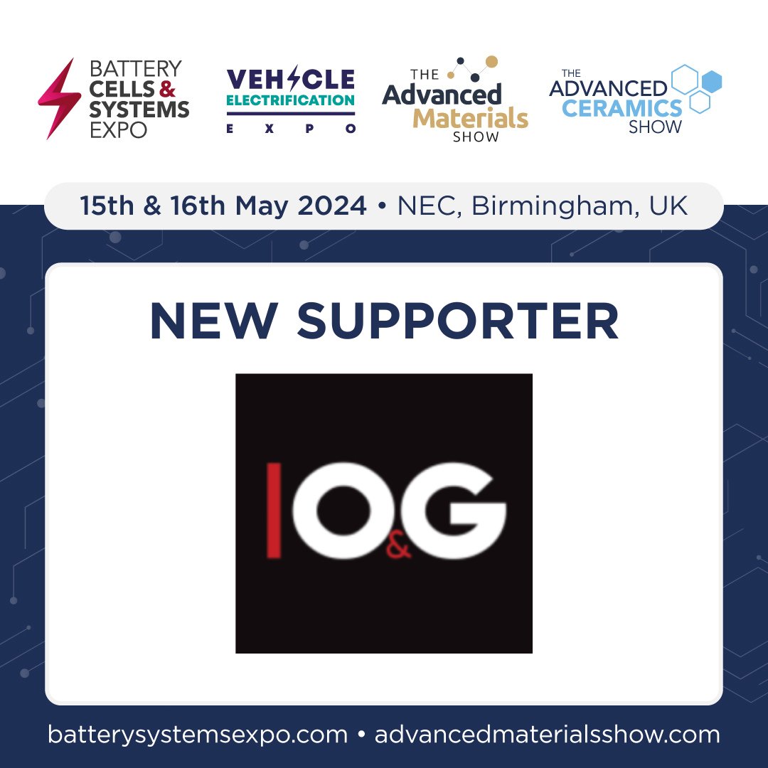 The @CeramicsShow @MaterialsShow @BatteryCellExpo and @VeExpo are delighted to welcome Inside Oil & Gas as the latest supporter of the show. #BCS24 Register for FREE: eventdata.uk/Forms/Default.…