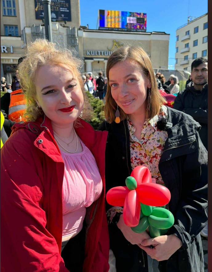 LempaalanV's tweet photo. #Lempäälä #Vasemmisto puheenjohtaja Minttu Lakkala ja Vasemmistoliiton pj ja eurovaaliehdokas @liandersson https://t.co/F6433PFJXB