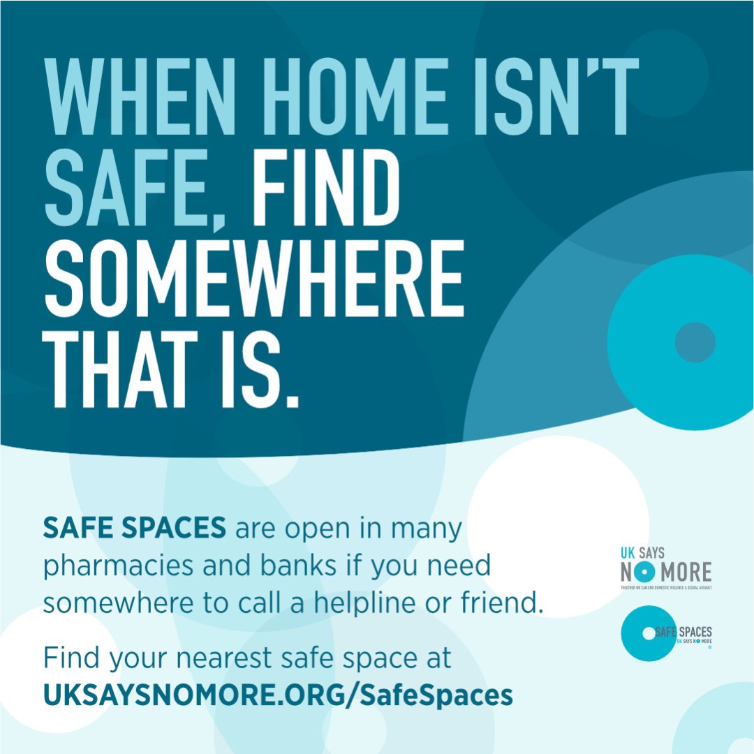 If you're experiencing #domesticabuse, support is available. We're working with over 7,000 pharmacies, banks and selected jobcentres across the UK to provide #SafeSpaces in their consultation rooms for victims of domestic abuse. 

Find your nearest space:
bit.ly/3pBwoP7