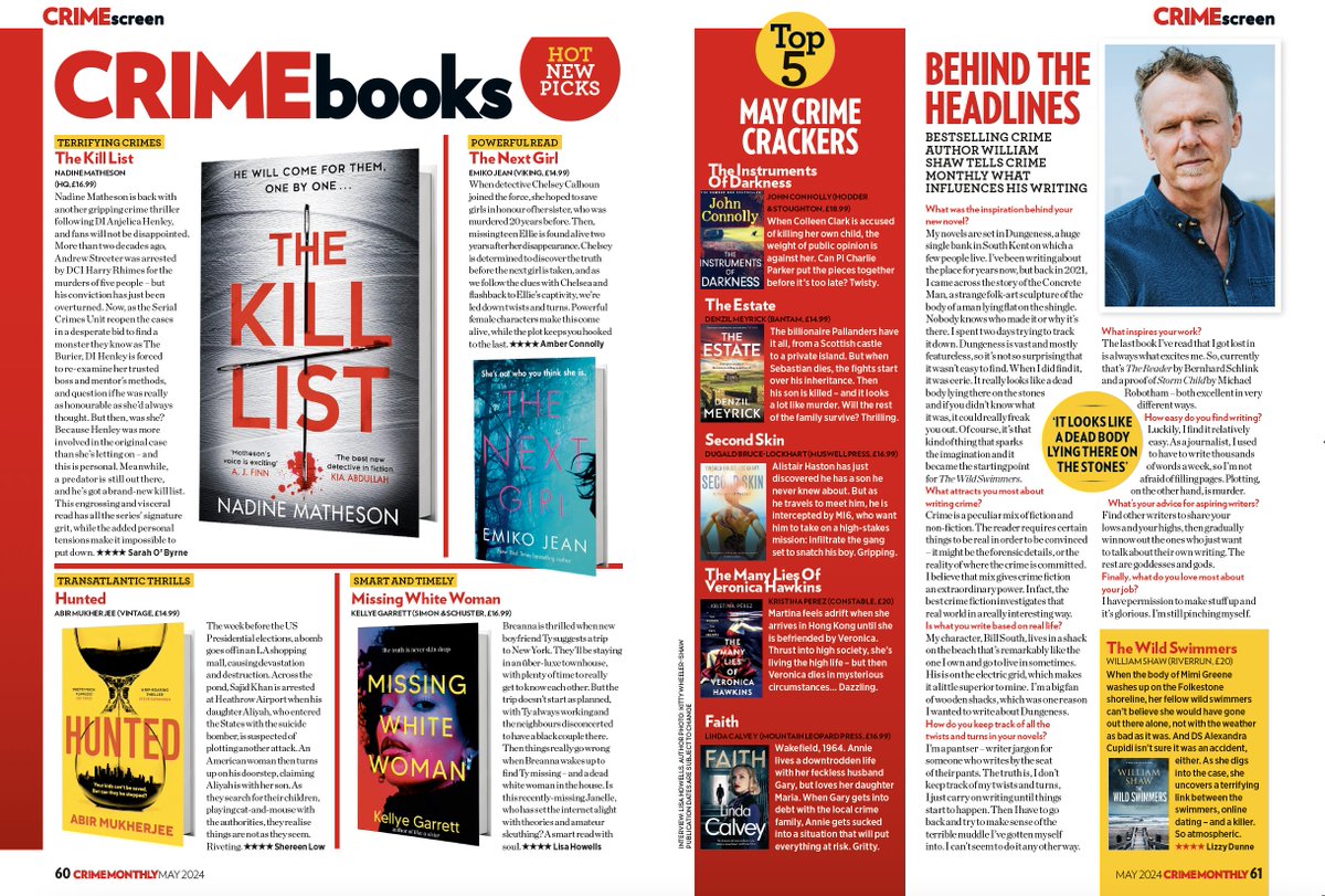 New issue = new books and I have crime crackers from @nadinematheson @radiomukhers @kellyekell Emiko Jean @jconnollybooks @Lochlomonden @DBrucelockhart @kkperezbooks Linda Calvey and a chat with @william1shaw