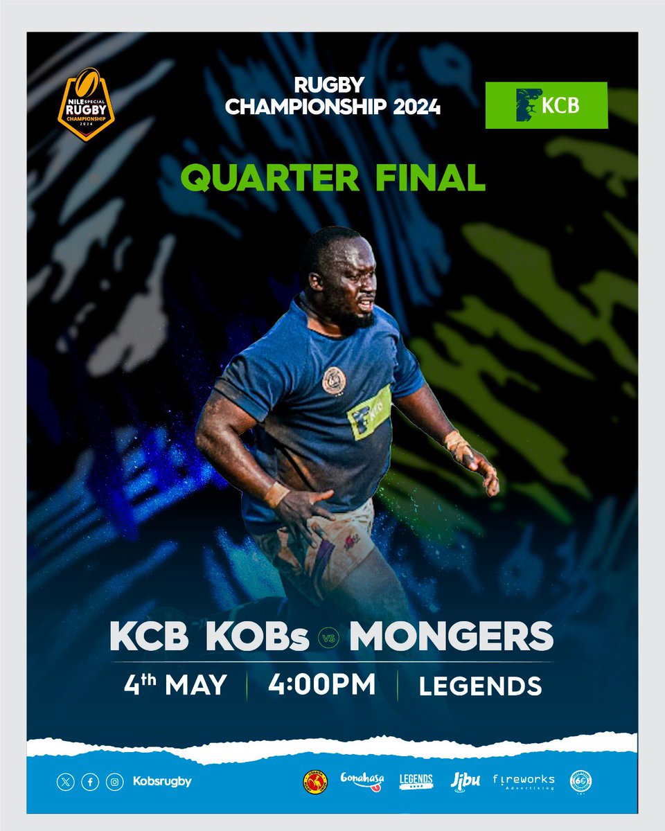 Ladies and Gentlemen #NileSpecialRugby QF return leg is here.
The Question is:Can the @Mongersrugby play away from the shores , because we sure can.
DON’T MISS IT 🏉🔥

🗓️Saturday, 4th May 2024
⏰4pm
🏟️Legends 
#PoetryInMotion #KCBKOBs 
#GutsGritGold #RaiseYourGame
