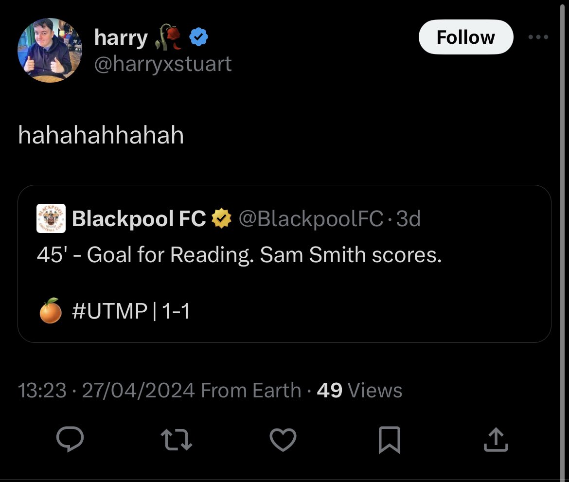 We all know the real reason he doesn’t like Blackpool FC. God he’s pathetic.