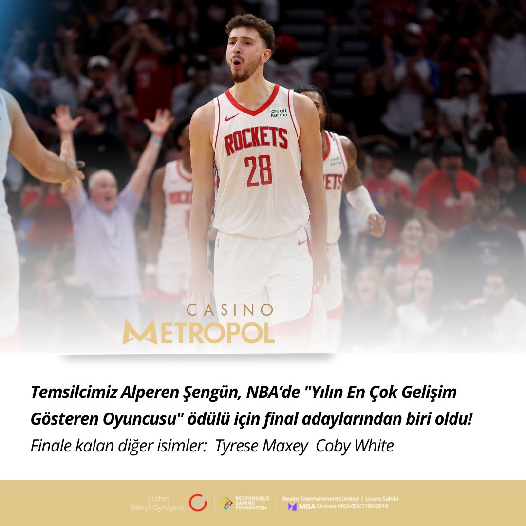 🔊Temsilcimiz Alperen Şengün, NBA'de 'Yılın En Çok Gelişim Gösteren Oyuncusu' ödülü için final adaylarından biri oldu! Casino Metropol Giriş: bit.ly/3BIuxdY