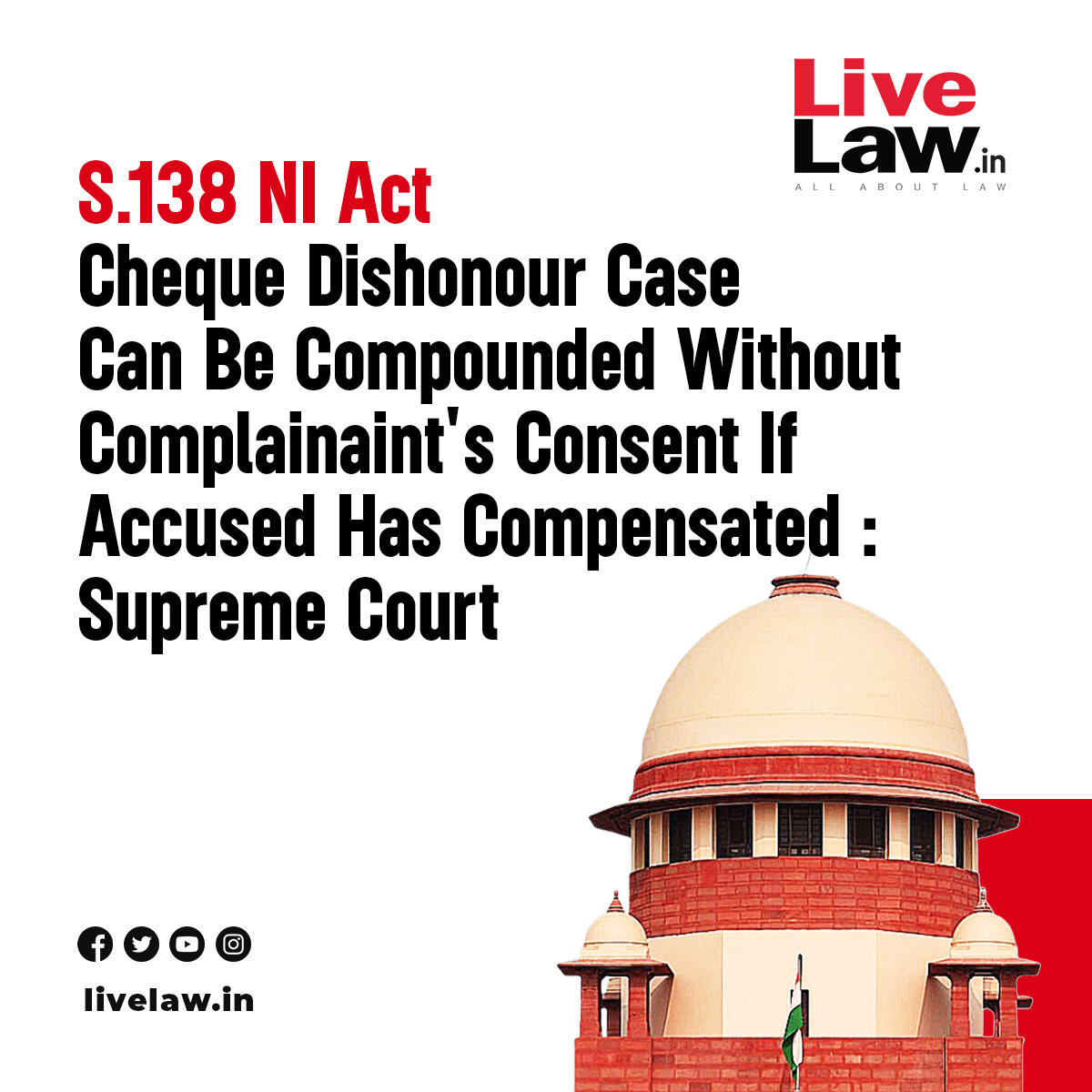 Recently, the Supreme Court observed that once the complainant is compensated by the accused against the dishonored cheque amount, then the consent of the complainant is not mandatory for compounding of the offence under the Negotiable Instruments Act, 1881 (“NI Act”).
Read more: