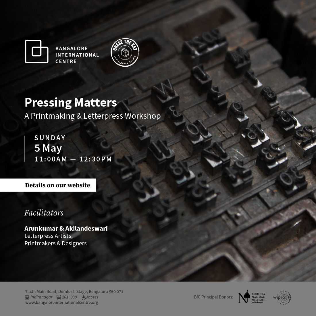 May 5 | Sunday | 11:00 AM Pressing Matters This is a beginner-friendly, creative workshop to introduce you to the world of letterpress printing – the oldest traditional form of relief printing. This 500-year-old printing method was used to make the very first books and newspaper