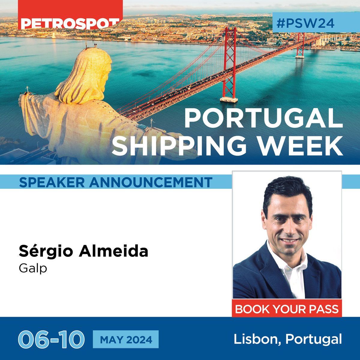 Sergio Almeida, Head of Assets at Galp will be speaking at Portugal Shipping Week taking place in Lisbon 6-10 May 2024. Programme ➔ lnkd.in/emKKW94M Register ➔ lnkd.in/ezfMeS_Z #PSW24 #SES24 #Portugal #Lisboa #Shipping #Bunkering #shippingindustry #bunker