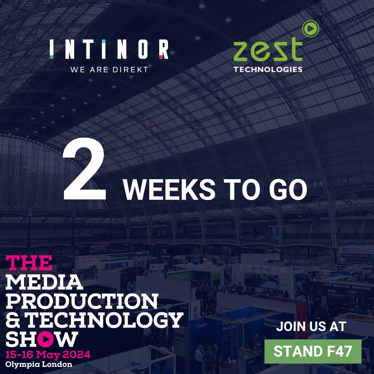 Just two weeks to go until #MPTS2024! The countdown is on, and we're getting everything ready to showcase our latest streaming technology and Direkt series at stand F47 with @ZestTechUK. @mediaprodshow #WeAreDirekt #MadeInSweden #Bifrost #Direktlink #SRT #HEVC #IDM