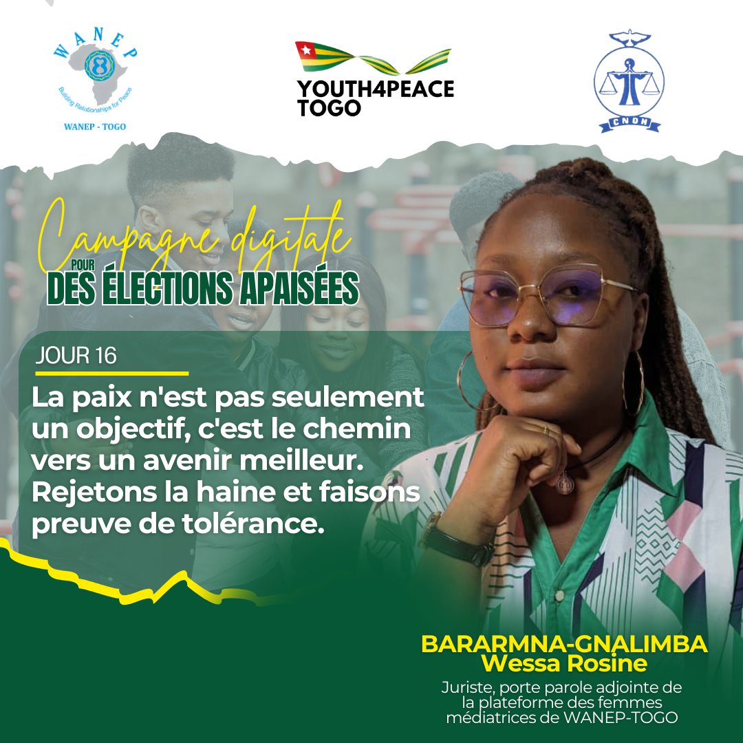 Ensemble, contribuons à bâtir une société harmonieuse et inclusive. #TisserDesRelationsPourLaPaix #TgTwittos #togolais228 #tolérance #nonviolence #électionstogo @RosineBararmna