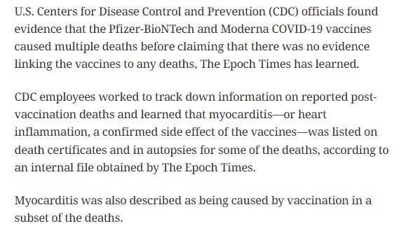 Exclusive: CDC found evidence COVID-19 vaccines caused deaths. theepochtimes.com/article/exclus…