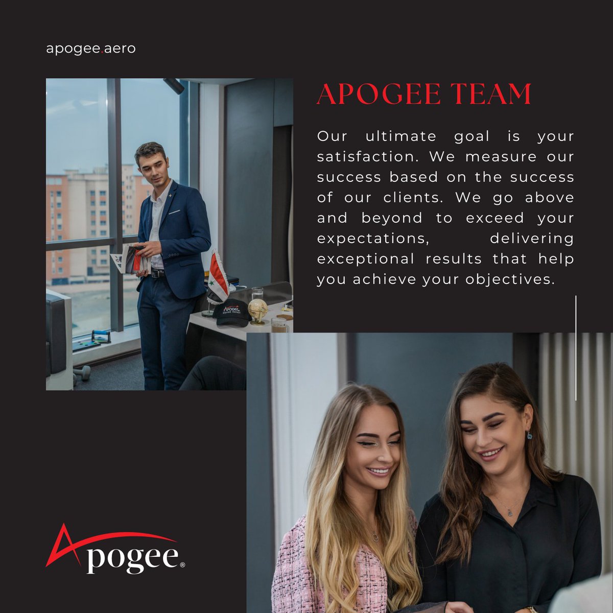 Let us be your trusted team!

#apogee #tripsupport #aviation #charter #groundhandling #flightplanning #privateflight #cargoflight #ambulanceflight #militaryflight #techstop #travel #experience #safety #team #quality #serviceexcellence #sales #socialmedia #aircraft #airtravel