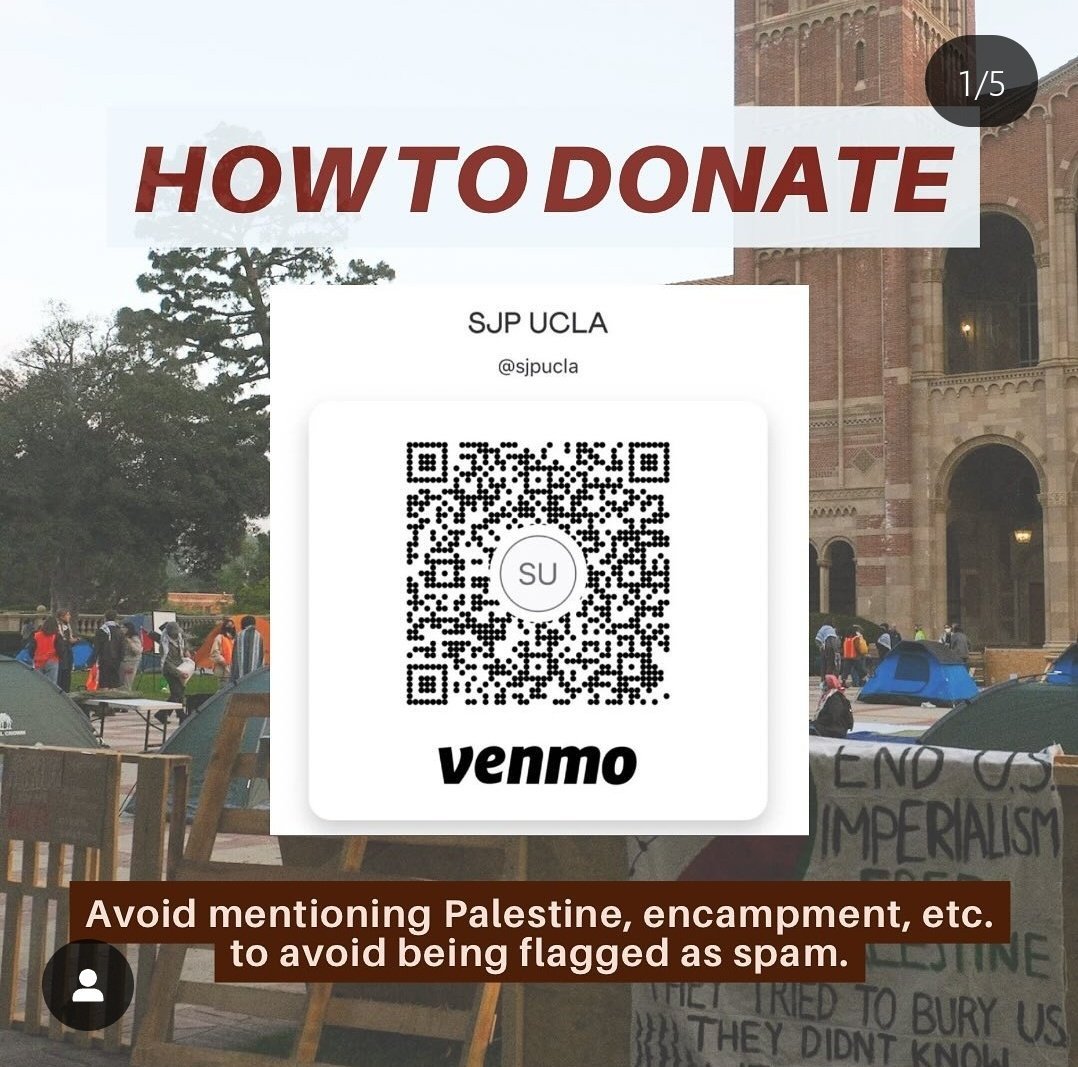 If you'd like to donate & support the UCLA students efforts, please send money to sjpucla on venm0