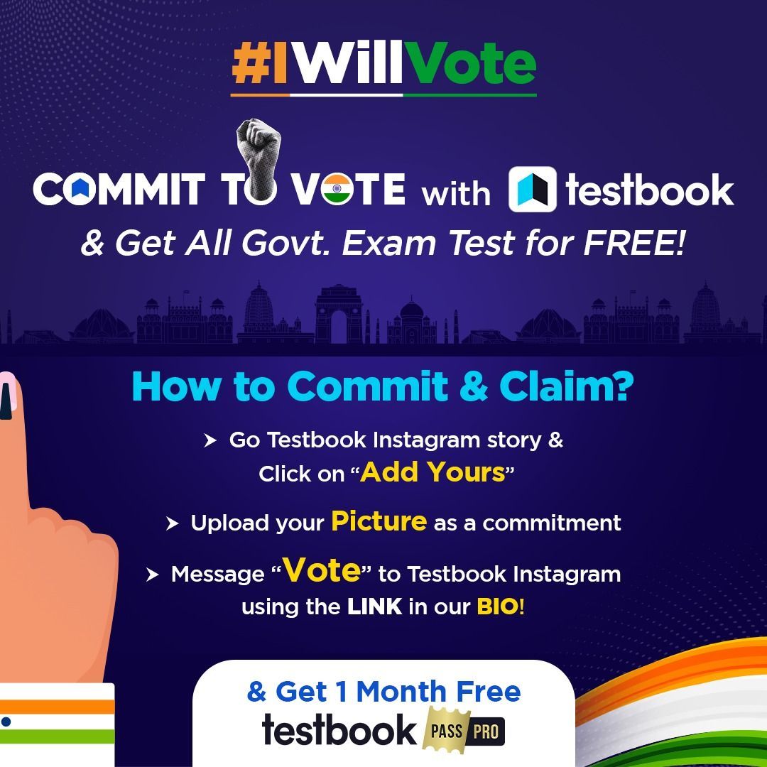 Message 'vote' to testbookdotcom on Instagram and get one month Pass pro for free