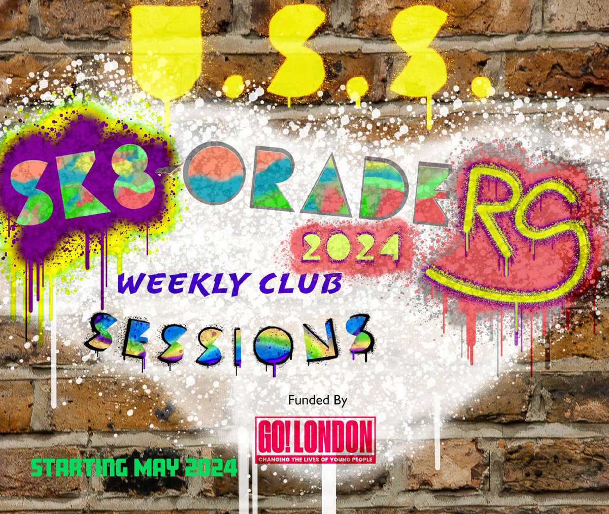 An Amazing new take on our sk8orade club Sk8oraders 2024 funded by Go London Fund by <a href="/LondonMarathon/">TCS London Marathon</a>  

Longer more Dynamic sessions in varied locations, couple with training and employment opportunities.

Visit http:/www.urbanstudiosessions.co.uk/sk8orade