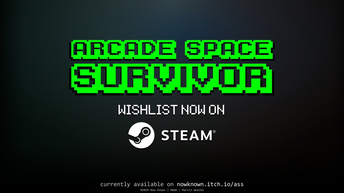 @globalgamejam store.steampowered.com/app/2944000

Since today, the #steam page of my #indiegame is online!
Thanks for hosting #wishlistwednesday <3

Arcade Space Survivor is a minimal Arcade-Styled Action-Roguelike.