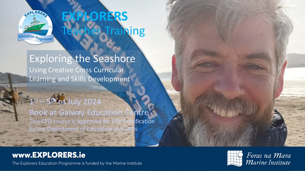 Attention Galway teachers! Sign up for the Explorers Education Programme CPD Teachers Training for Exploring the Seashore using creative cross curricular learning and skills development. The training takes place from the 1-5th of July. Book at Galway Education Centre…