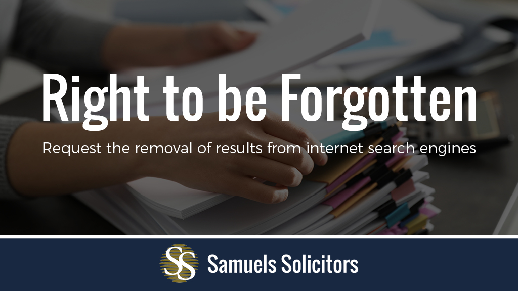 Have you discovered information about yourself online that is outdated, irrelevant or otherwise inappropriate? If so, you can apply to have the results blocked from internet #SearchEngines using the #RightToBeForgotten. Find out more here: bit.ly/2NjzP7j