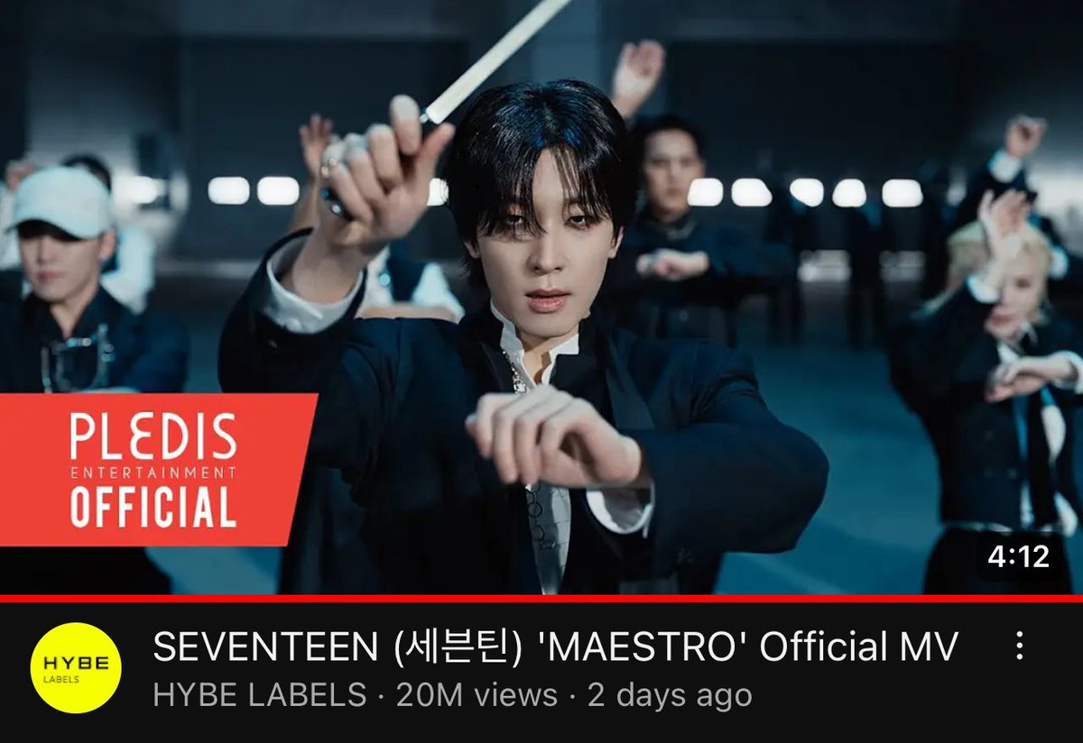 SEVENTEEN (세븐틴) 'MAESTRO' Official MV has reached 20M views on YouTube 🔥 ▶ youtu.be/ThI0pBAbFnk #SEVENTEEN #세븐틴 #17_IS_RIGHT_HERE #MAESTRO #세븐틴의_지휘에_맞춰