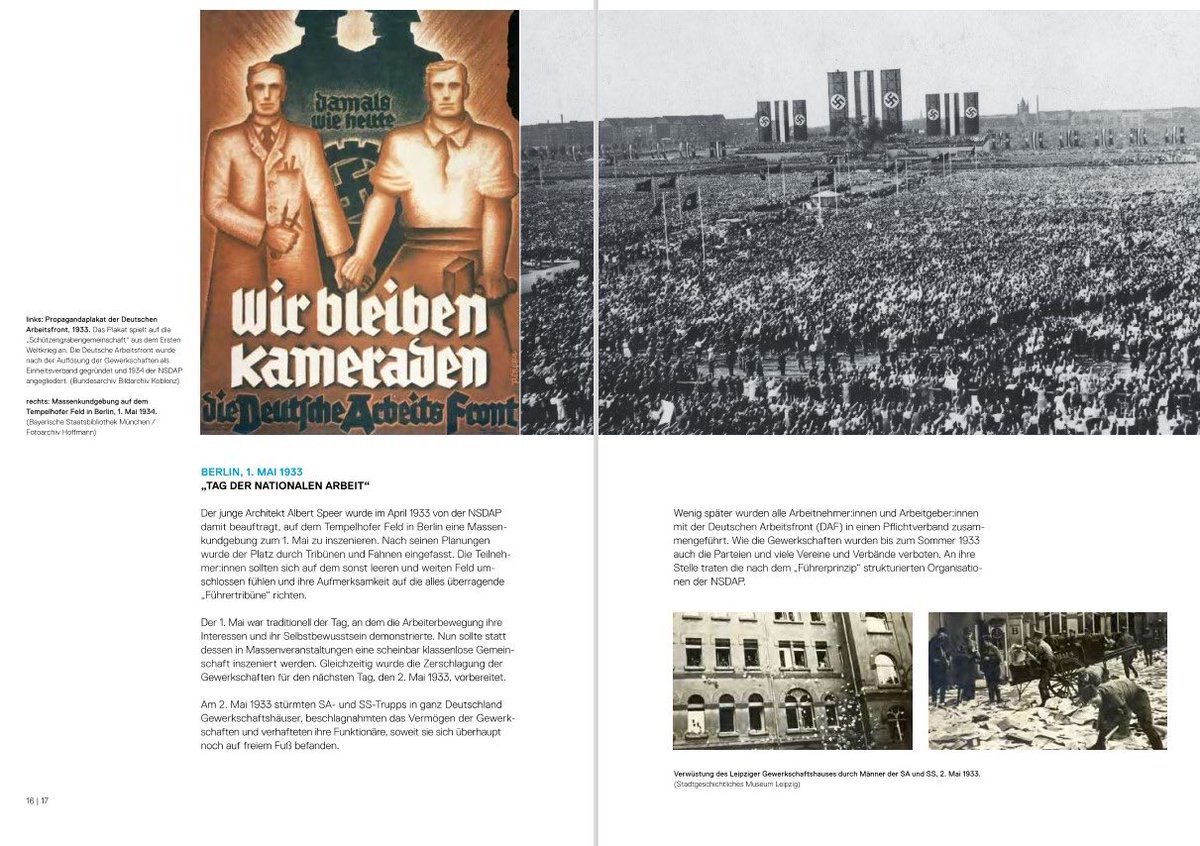 #otd 1933 inszenierten die Nazis in #Berlin den „Tag der nationalen Arbeit“. Am Folgetag zerschlugen sie die #Gewerkschaften. Dem Thema widmet sich auch die Ausstellung im #Museum zur #Zwangsarbeit im NS“, das nächste Woche in #Weimar eröffnet. Hier ein Blick in den Begleitband.