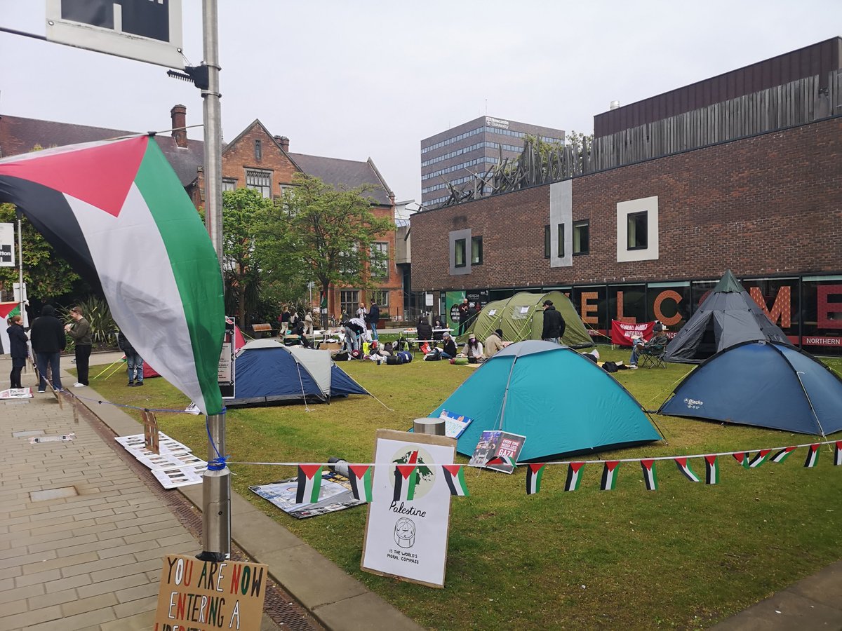 Encampment underway in Newcastle. #MayDay4Palestine #StopArmingIsrael @ucu