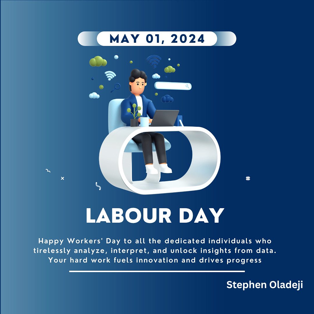 Happy Workers' Day to all the dedicated individuals who tirelessly analyze, interpret, and unlock insights from data. Your hard work fuels innovation and drives progress! #DataAnalytics #DataScientist #WorkersDay