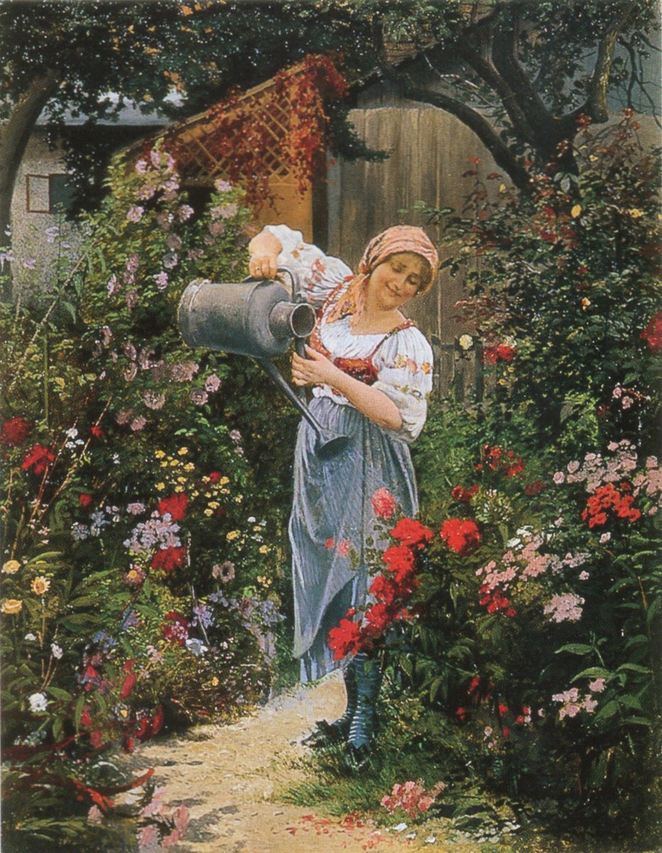 'Jardín en plena floración', del pintor austriaco Johann Hamza (1850-1927).
