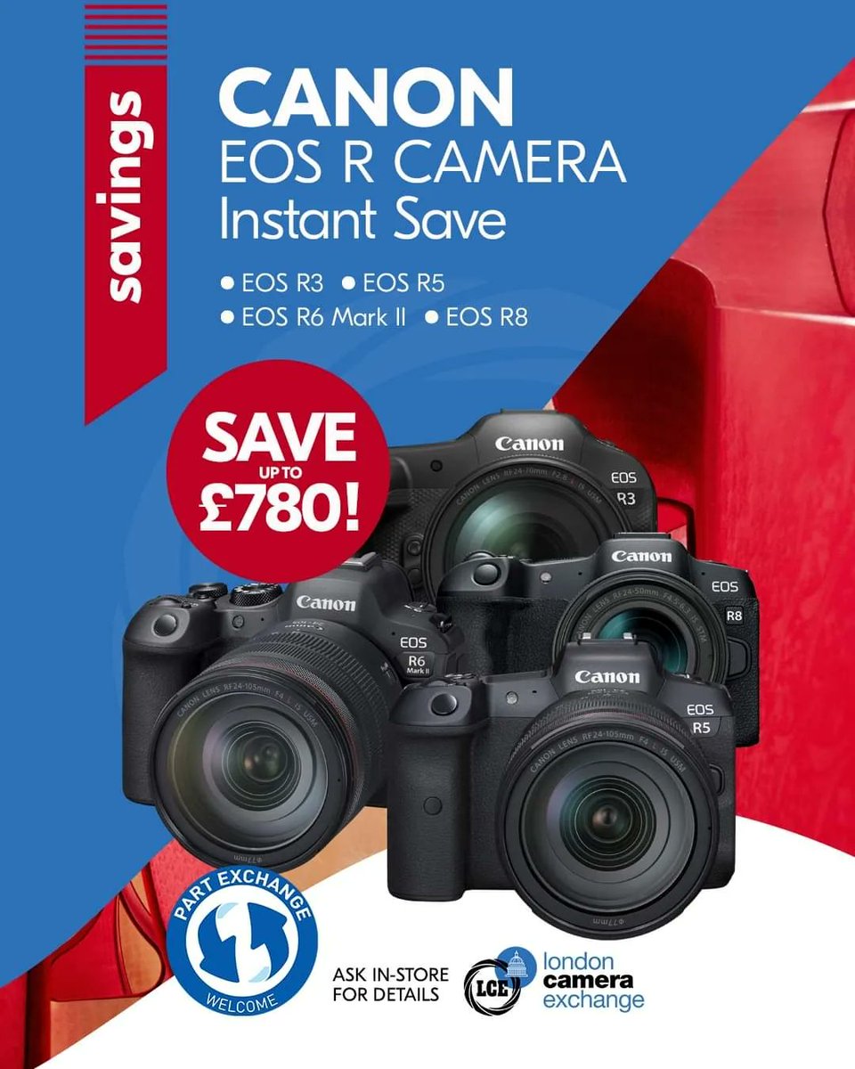 lce_lincoln's tweet photo. ‼️ Attention all Canon users, today is an exciting day for you‼️

➡️ Save up to a staggering £780 on selected EOS R cameras

➡️ Get up to a £50 saving on selected RF lenses

➡️ Get a half-price RF Extender on selected RF lenses

Find out more 👉 https://t.co/T3Jiv6Csfc https://t.co/gLbX93s7vb