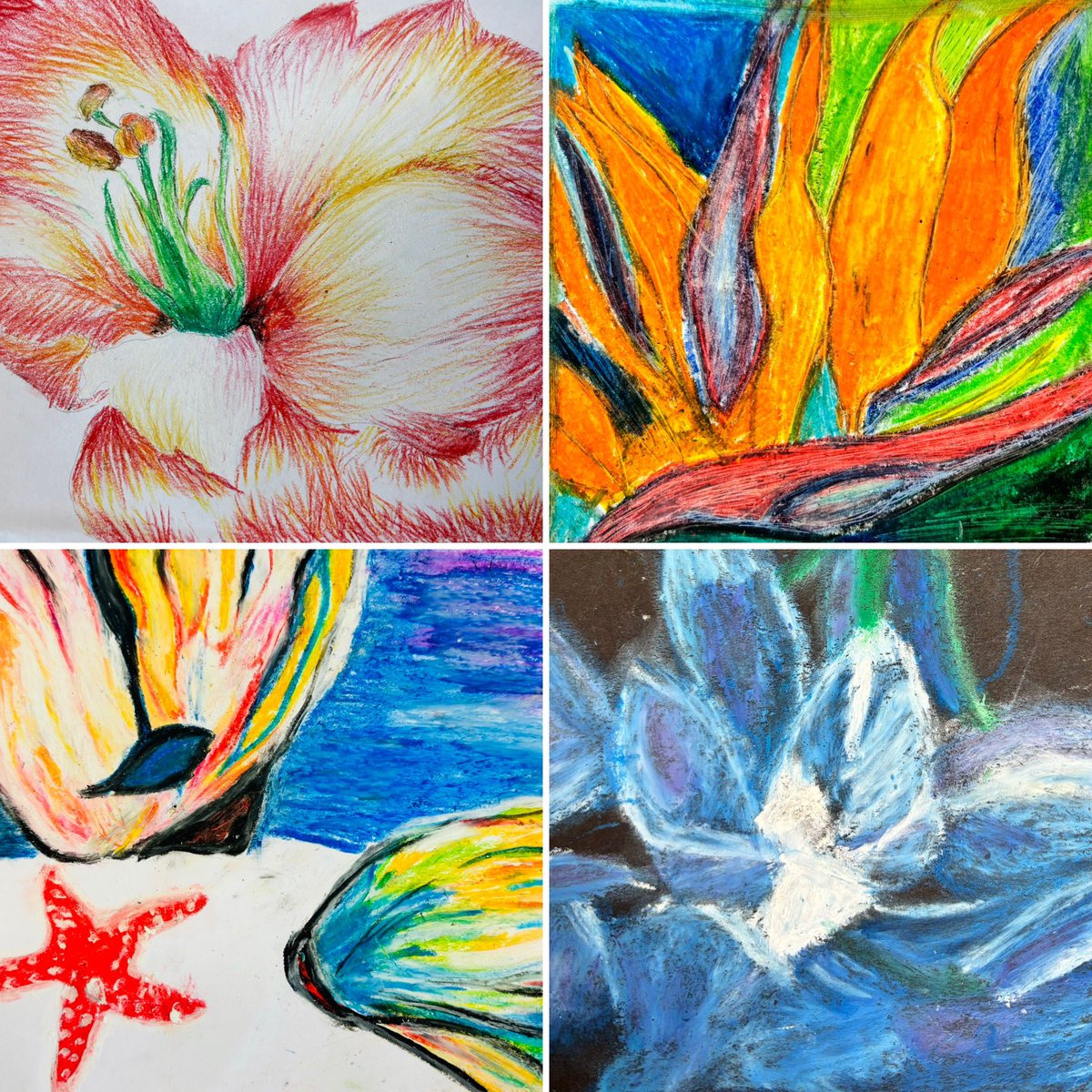 Colour intensity studied by Year 9 this week to show critical understanding of the Artist Marcia Baldwin. Enhancing observation skills and having fun with oil pastel at the same time 💜 what’s not to love??!!