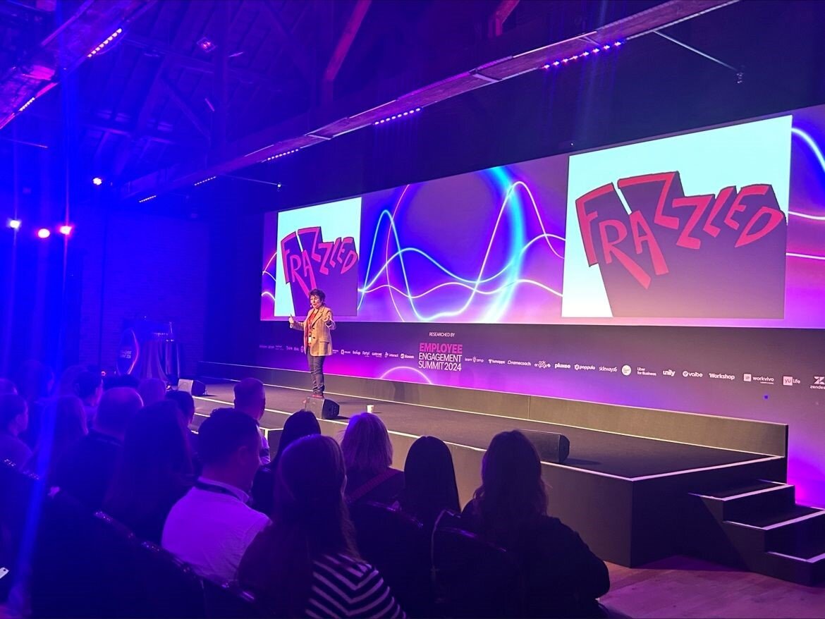 Our Employee Engagement Summit Headliner has the audience hooked 👏🏽 Thank you to the legend that is Ruby Wax for sharing her insights into how to de-frazzle in a chaotic world hashtag #EngageSummit