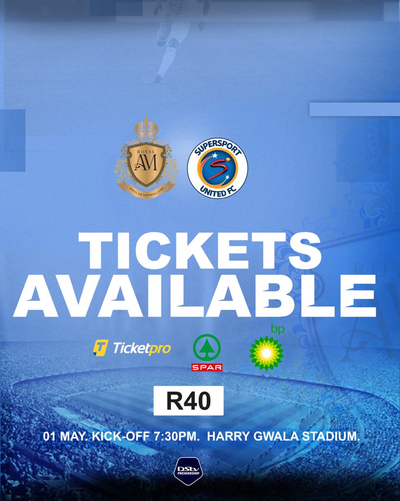 ⚫️🟡𝐌𝐀𝐓𝐂𝐇𝐃𝐀𝐘 ⚫️🟡 🆚 SUPERSPORT UNITED FC 🗓️ 1 May ⏰ 7:30PM 🏟️ Harry Gwala Stadium 🏆 @DSTVPremiership 📺 Dstv #royalam #thwihlithwahla #matchday