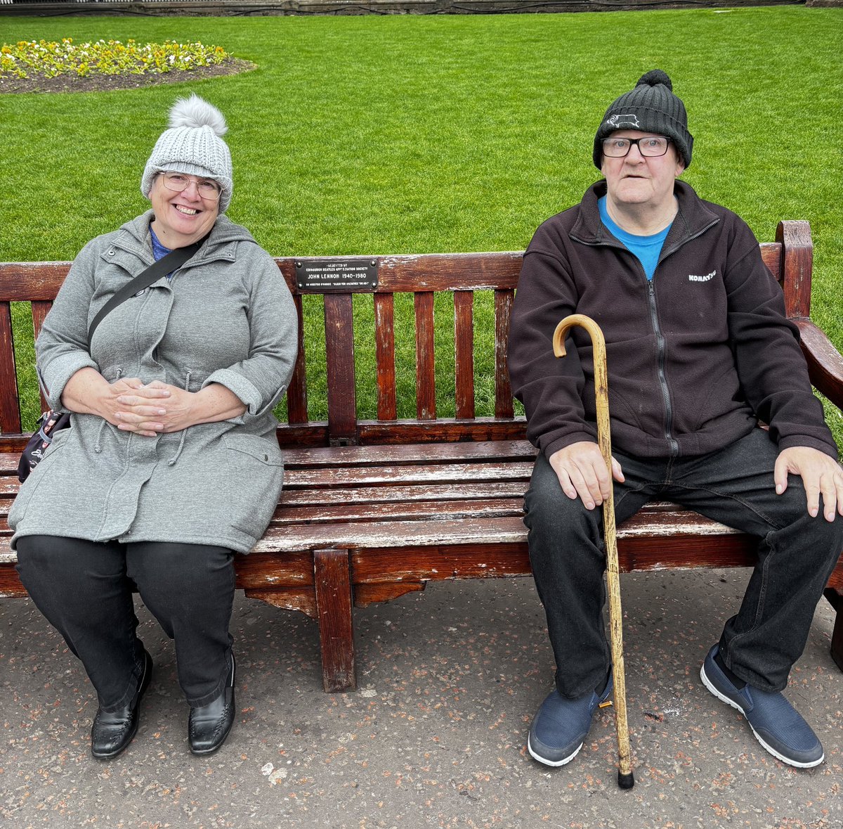 Ma, Pa, and John Lennon (bench) Princes Street Gardens #Edinburgh