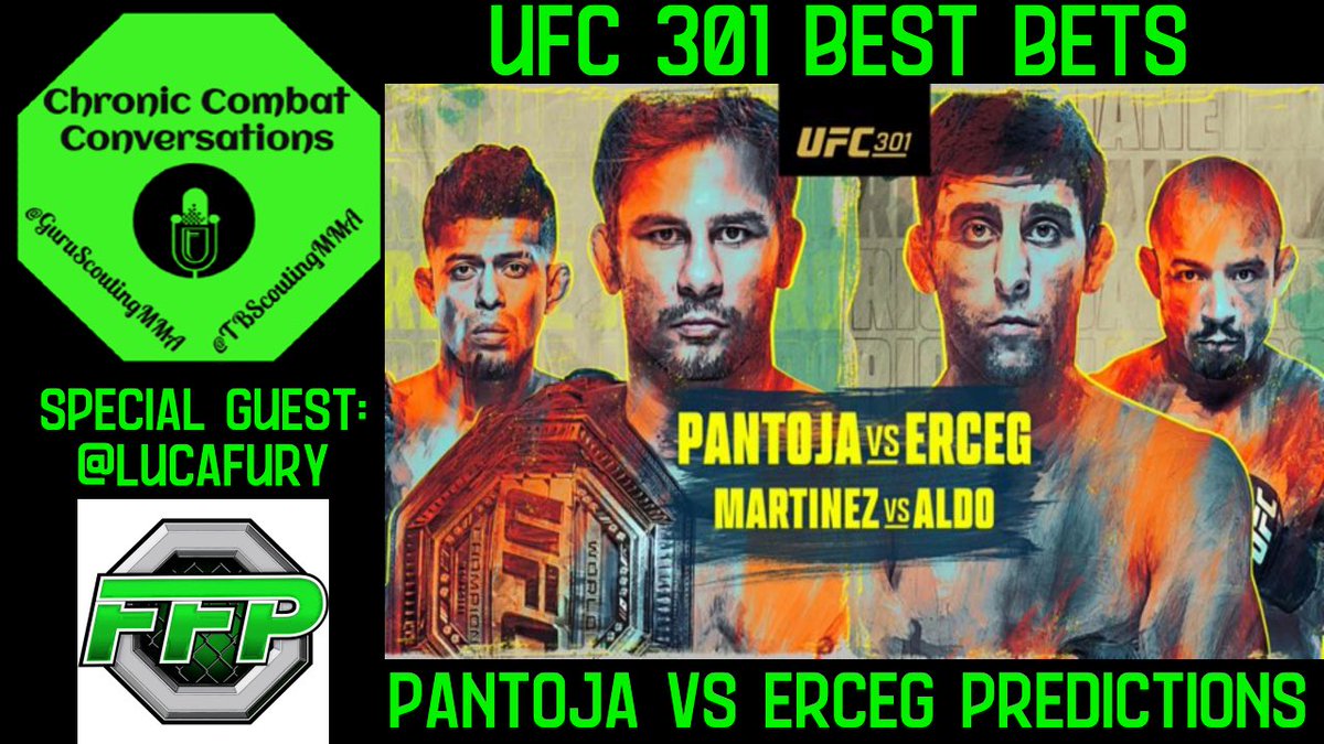 ChronicCombat's tweet photo. 🚨SCHEDULING CHANGE🚨

THURSDAY 8 PM EST (one week only) 

@LucaFury joins @TBScoutingMMA and @GuruScoutingMMA to break down UFC 301 with their best bets, picks and predictions

Please like and subscribe: https://t.co/mndnkbuTNs https://t.co/YeGKQqg00P