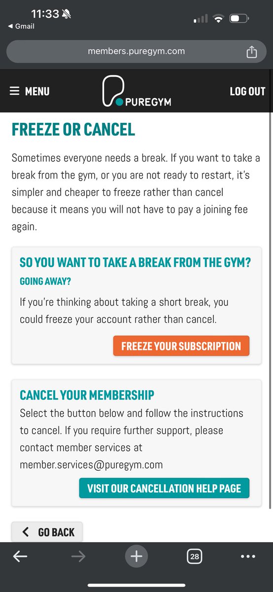 brooketeenix's tweet photo. @PureGym your members area takes me in circles when trying to cancel. No one responds to emails. Please advise https://t.co/jrou19v7NE