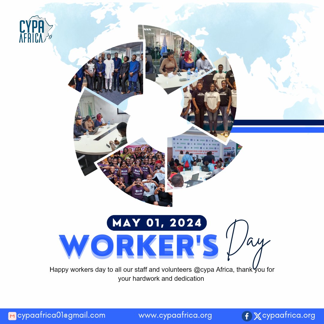 'Today, we honor the dedication and contributions of workers everywhere, striving for a better future. To our staff and volunteers your commitment fuels our mission to create positive change for all. #WorkersDay @YIAGA @HouseNGR @AishaYesufu @NDI @equityintl @HeForShe @ECESeu