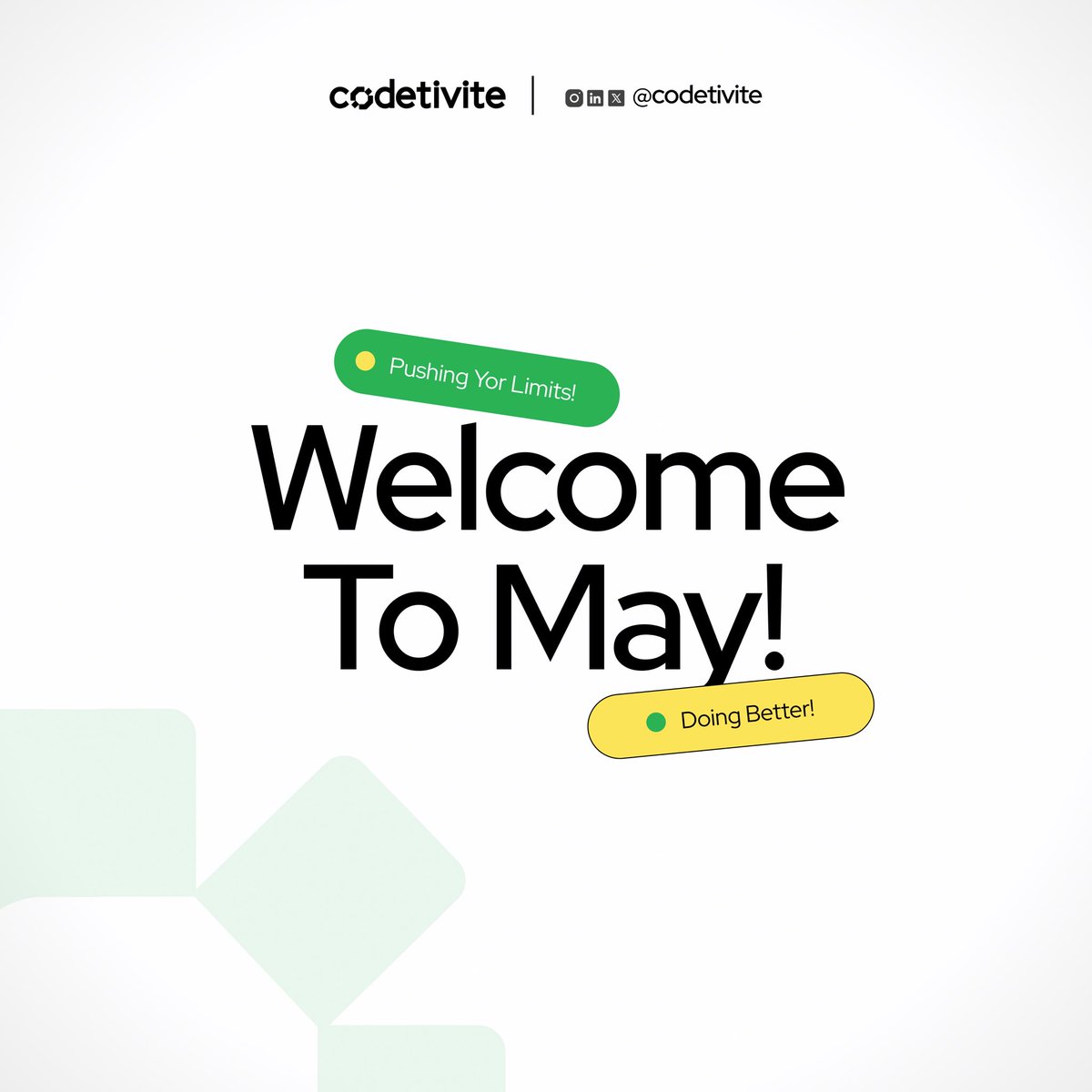 codetivite's tweet photo. Happy New Month🥳
And to those celebrating, Happy Workers Days❤️
We wish you all the very best.
#May2024 #NewMonth #Codetivite https://t.co/rSNhi7qyye