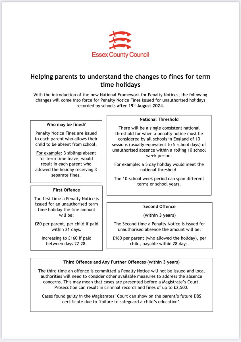 @Essex_CC is this a joke? Magistrates court for taking your child on holiday. This country is damaged as you are effectively stopping my children from ever having a holiday again. Or else I get a criminal record #schoolholidays #governmentareajoke #priceofsummerholidays