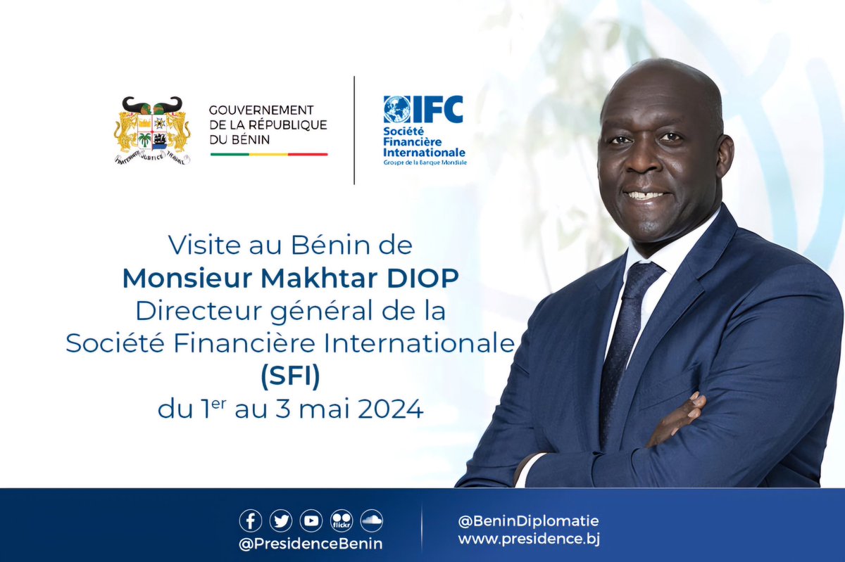 #Wasexo | #Prbenin | #BeninDiplomatie | 🛑 Visite au Bénin de @Diop_IFC : Vers la dynamisation de la coopération entre le Bénin et la SFI 🌐 Plus de détails sur le site du Gouvernement => gouv.bj/article/2621/