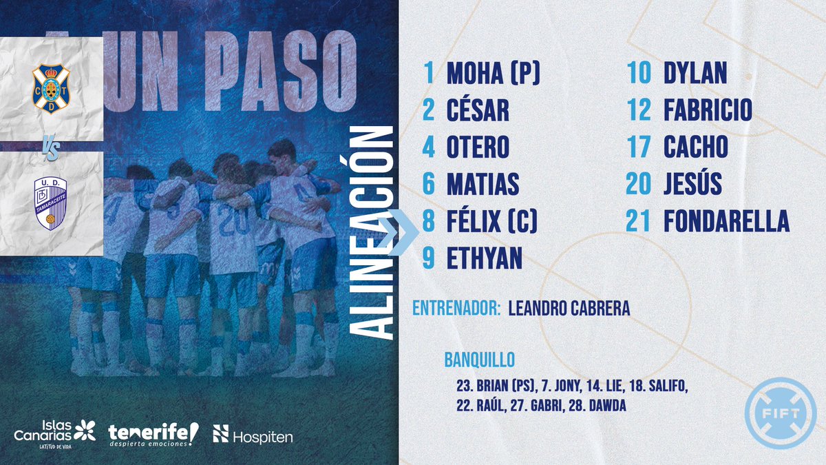 📋 #TerceraRFEF I Once #blanquiazul para recibir, desde las 12:00 horas, a la @UDTamaraceite ⚪️🔵.

🎥 youtube.com/live/iJQlz202c…

#CanteraCDT @CDTOficial #ContamosContigo #YoSoyElTenerife