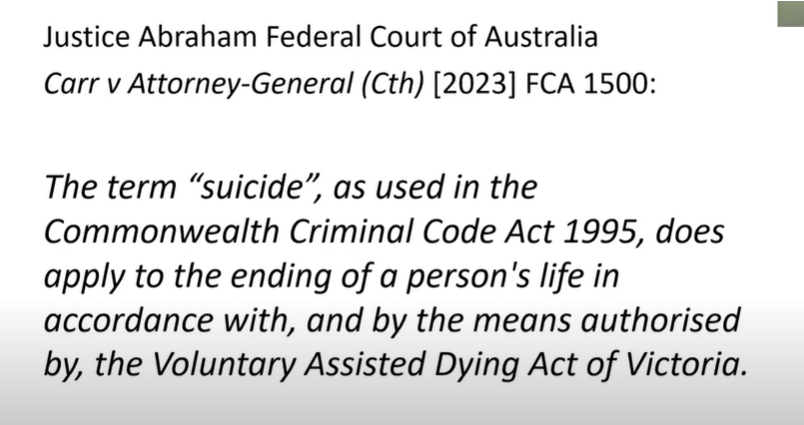 An Australian Court states the obvious - that the term suicide applies to 'Voluntary Assisted Dying'. Let us have the conversation but let us begin with honesty. #assistedsuicide #euthanasia. @danny__kruger