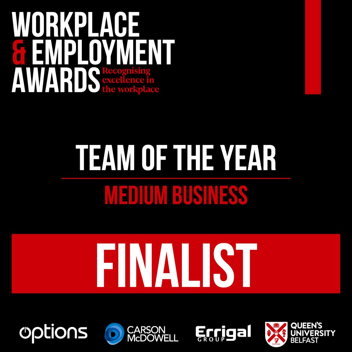 We are delighted to be shortlisted in the @irish_news Workplace & Employment Awards! 🏆 We're finalists in: 💫 Team of the Year 💫 Best Place to Work Of course we already know our teams are amazing - but it is fantastic for them to receive this well-deserved recognition. 🙌