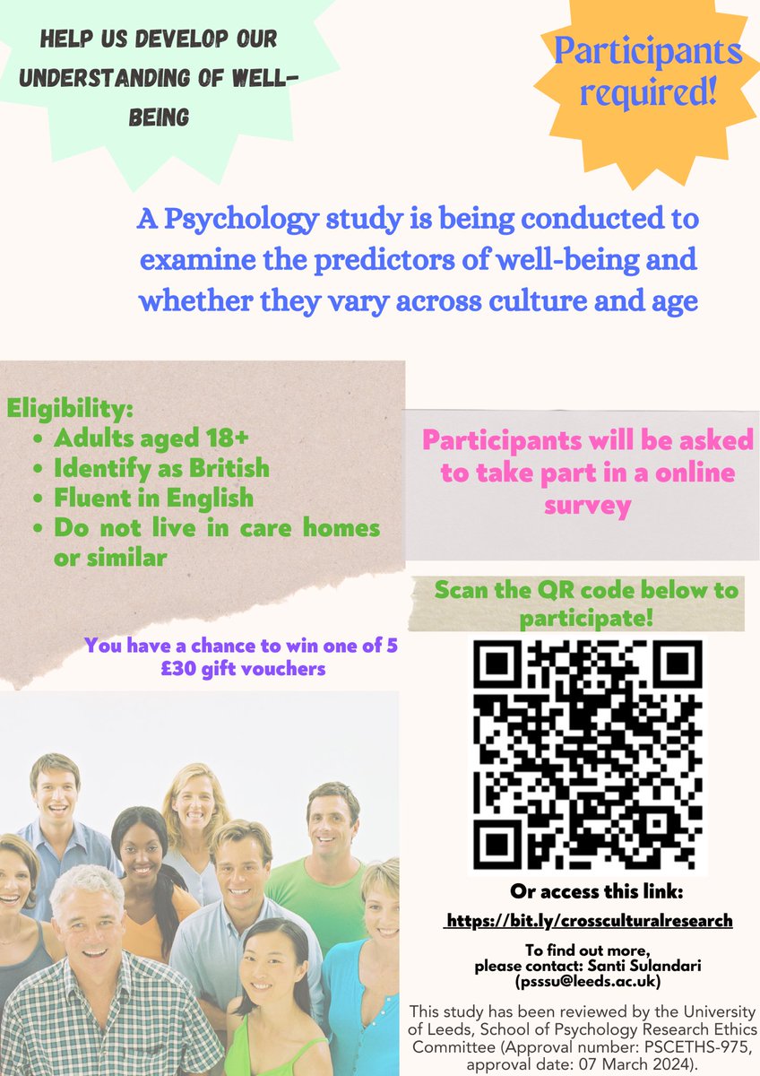 If you have 15m you can spare, please help my PhD student @SantiSulandari with her study into wellbeing across the lifespan by conpleting this survey: leedspsychology.eu.qualtrics.com/jfe/form/SV_0q… Her work is comparing UK participants with those in Indonesia, she’d be so grateful for your time 🙏🏻