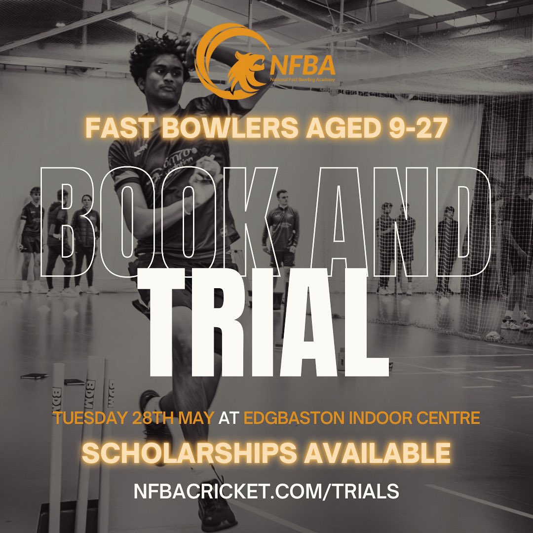We are looking forward to being at @Edgbaston next month for our first trial! 📍 @Edgbaston ⏰ Tuesday 28th May, 1-2 pm Booking now 👇 NFBAcricket.com/trials #SpeedSkillMastery